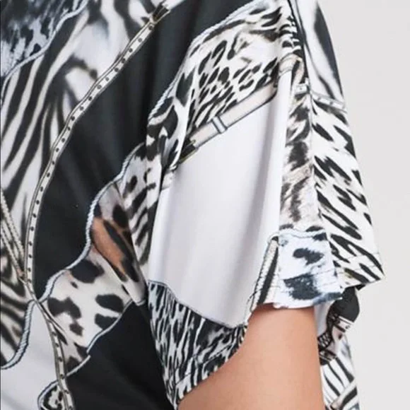 Plus Size 1X Black multi color with Animal Print Midi Dress brand New. - Picture 5 of 8